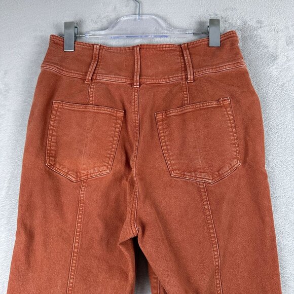 Ann Taylor Straight Leg Jeans High Rise Womens Size 8 Pintuck High Waist Orange - Picture 4 of 12